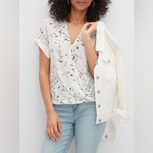 Banana republic white wrap front top